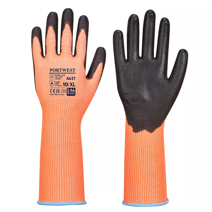 Portwest A631 skärskyddshandskar Cut D, Orange/Svart, large image number 0