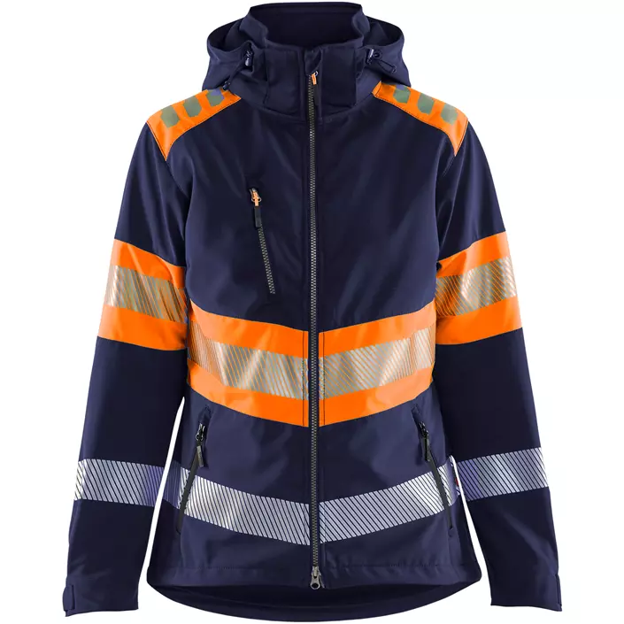 Blåkläder dame softshelljacka, Marinblå/Varselorange, large image number 0