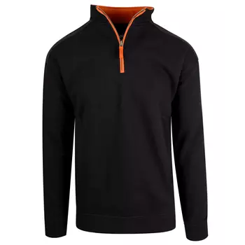 YOU Valdez sweatshirt med kort lynlås, Sort/Orange