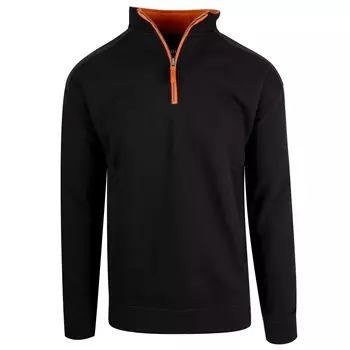 YOU Valdez sweatshirt med kort lynlås, Sort/Orange