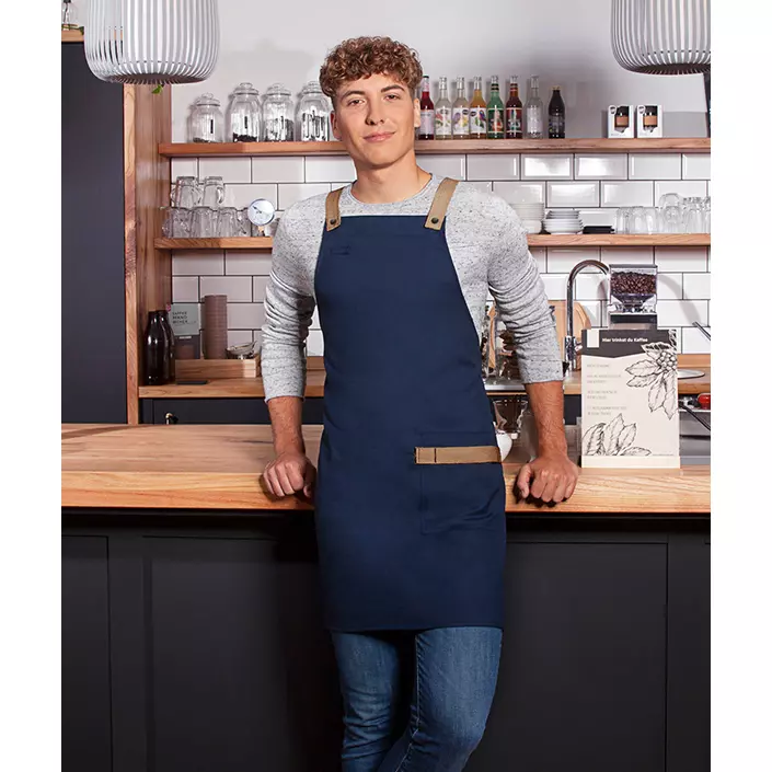 Karlowsky bib apron with pocket, Urban-look, Steel Blue, Steel Blue, large image number 1