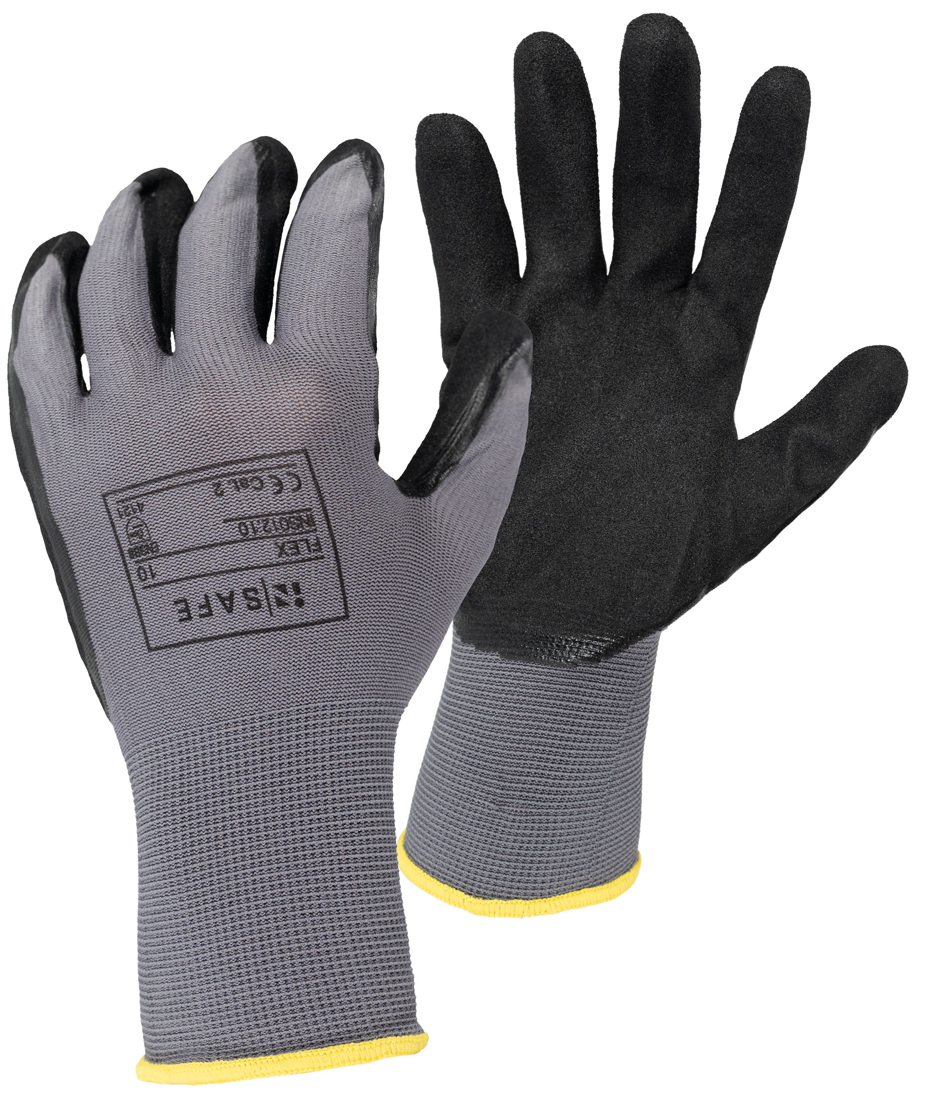 OX-ON InSafe Flex work gloves, Grey/Black
