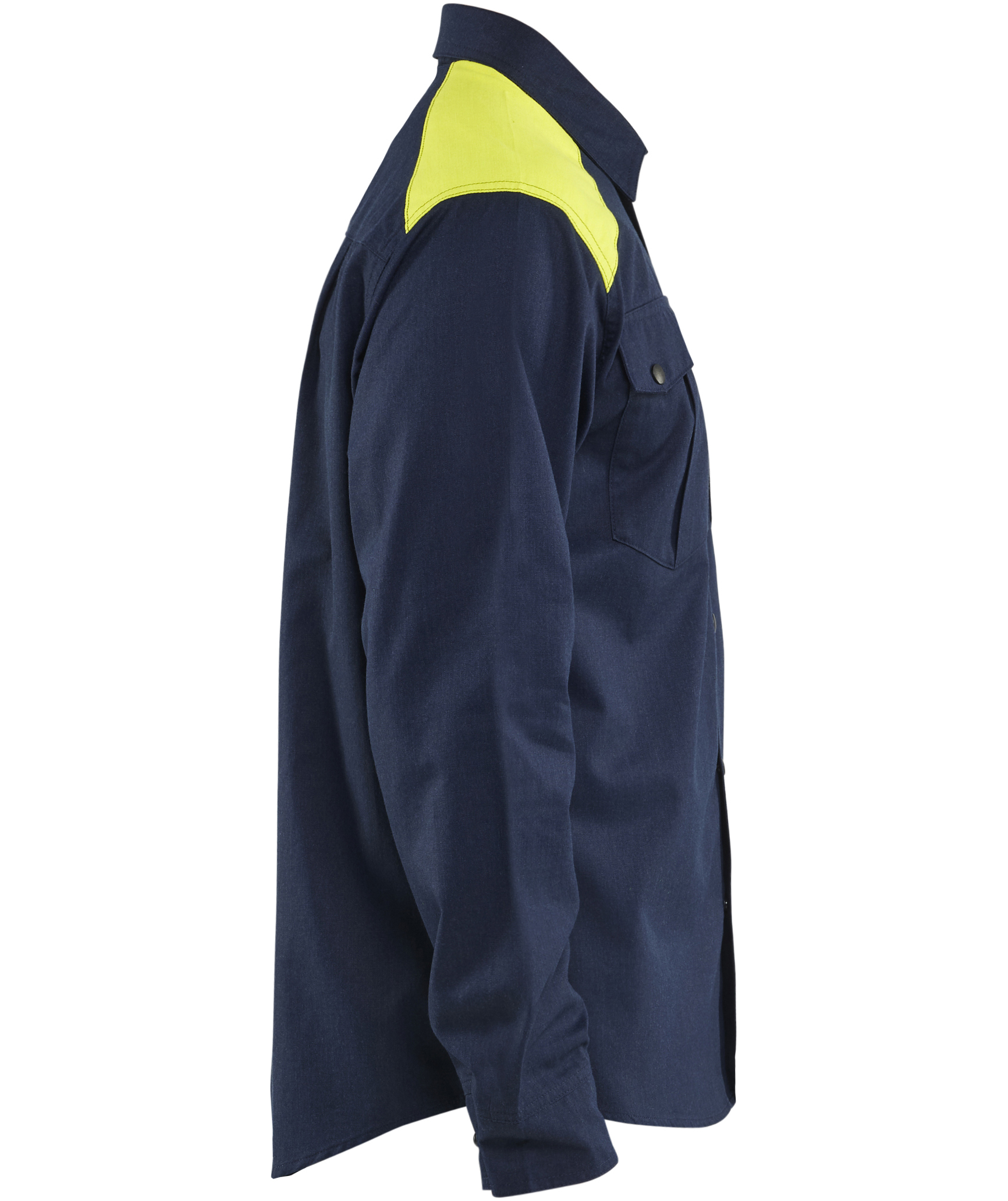 Bl&aring;kl&auml;der FR arbejdsskjorte, Marine/Hi-Vis gul, large image number 3