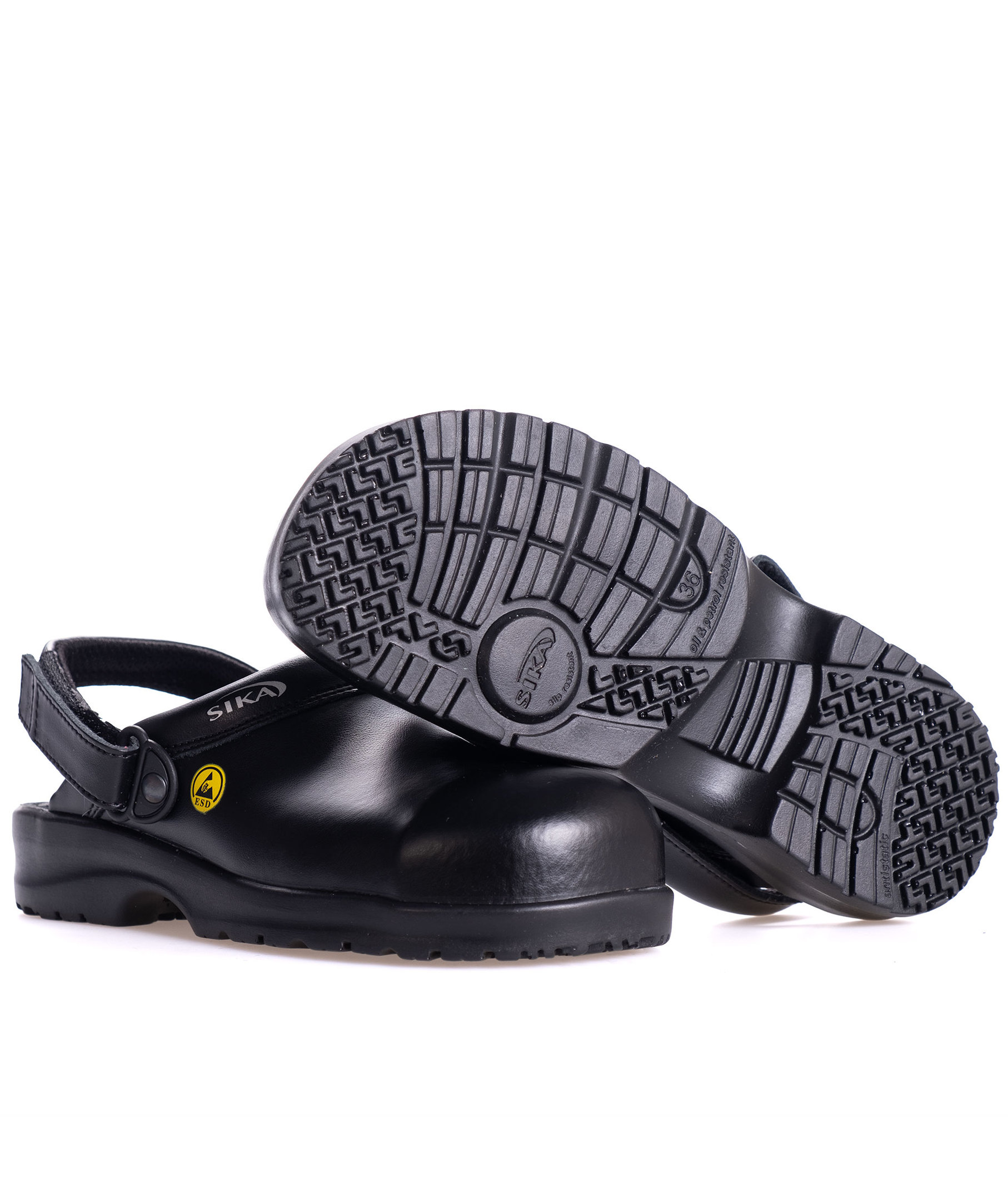 2nd quality product Sika Fusion safety clogs with heel strap SB, Black