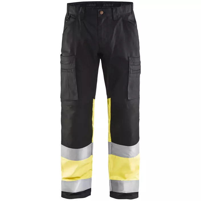 Blåkläder work trousers, Black/Hi-Vis Yellow, large image number 0