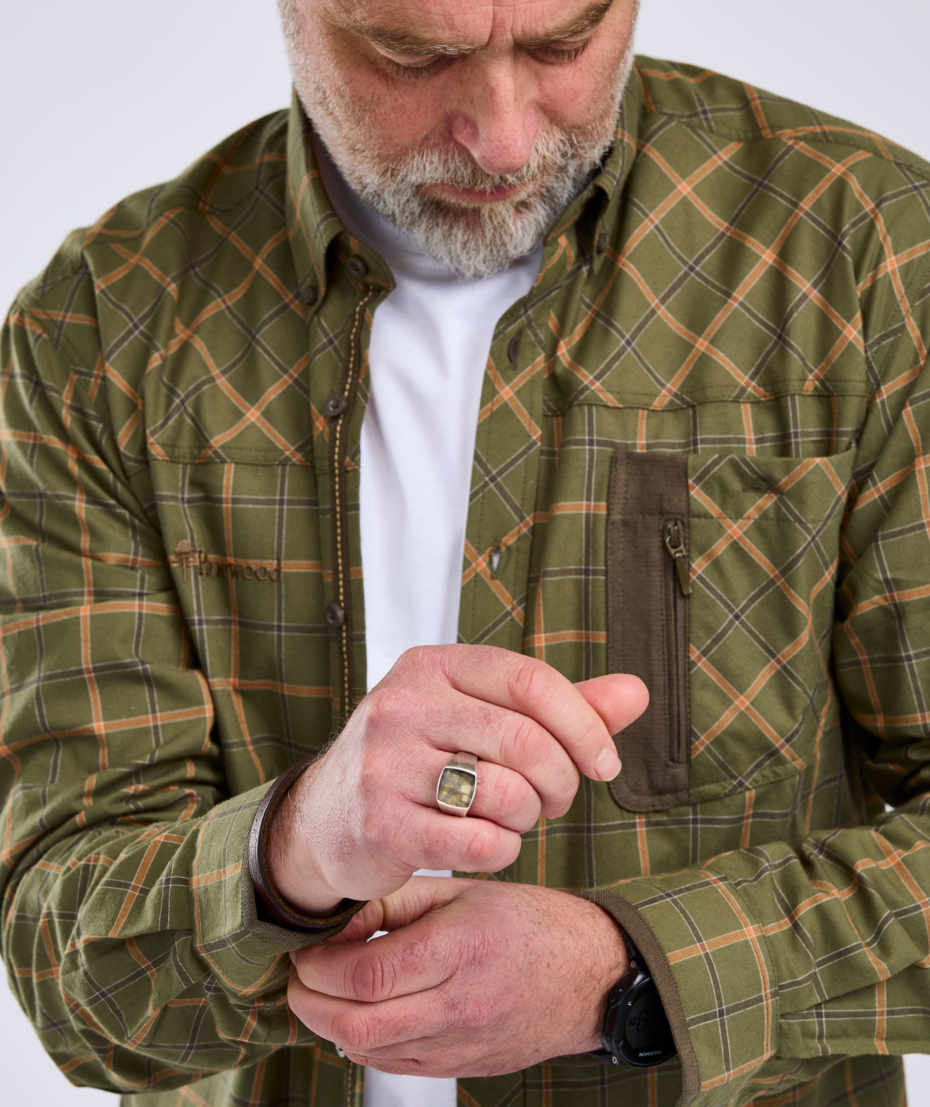 Pinewood Wolf skjorte, Green/Terracotta, large image number 10