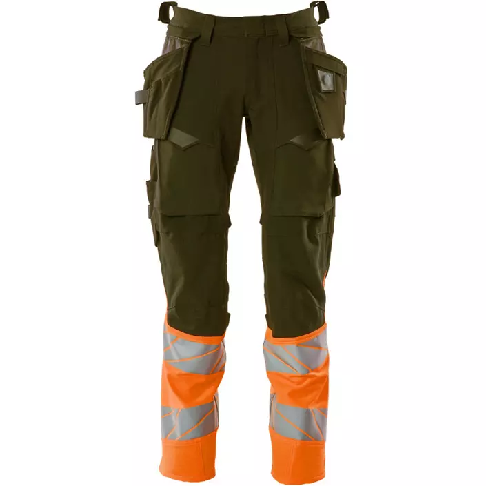Mascot Accelerate Safe craftsman trousers Full stretch, Moss Green/Hi-Vis Orange, large image number 0