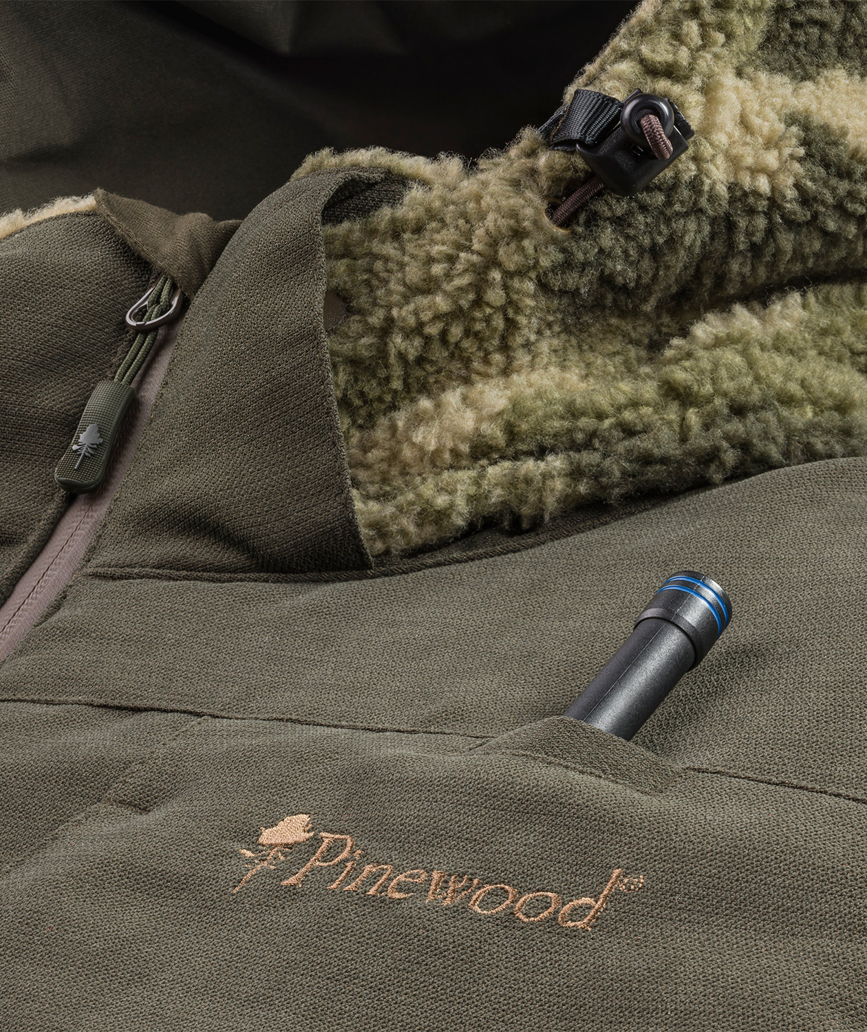 Pinewood Esbo Pile Camou  jakke, Green Jungle/Suede Brown, large image number 4