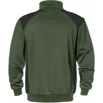 Fristads Sweatshirt mit kurzem Reißverschluss, Armeegrün/Schwarz