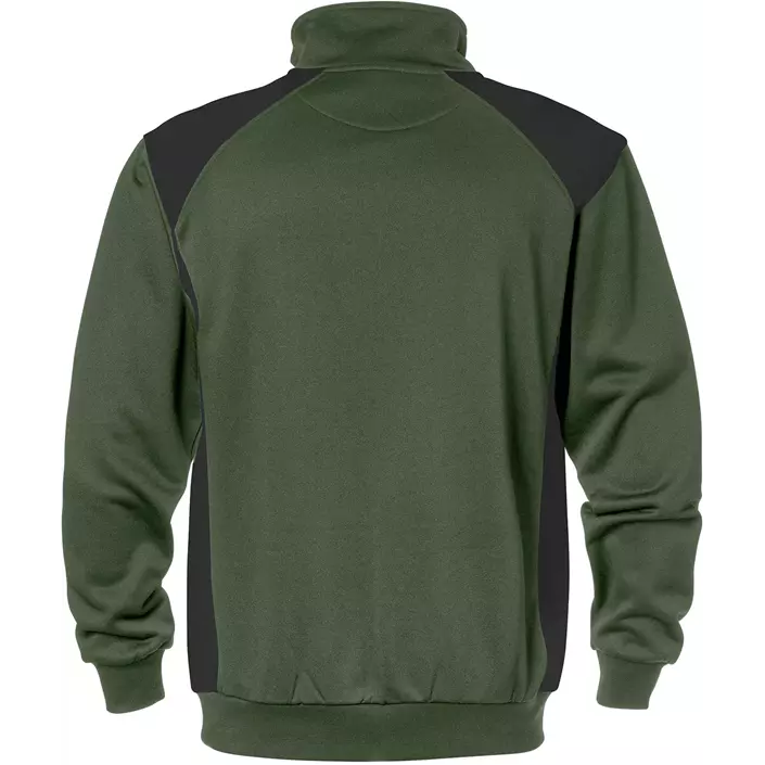Fristads sweatshirt med kort glidelås, Armygrønn/Svart, large image number 1
