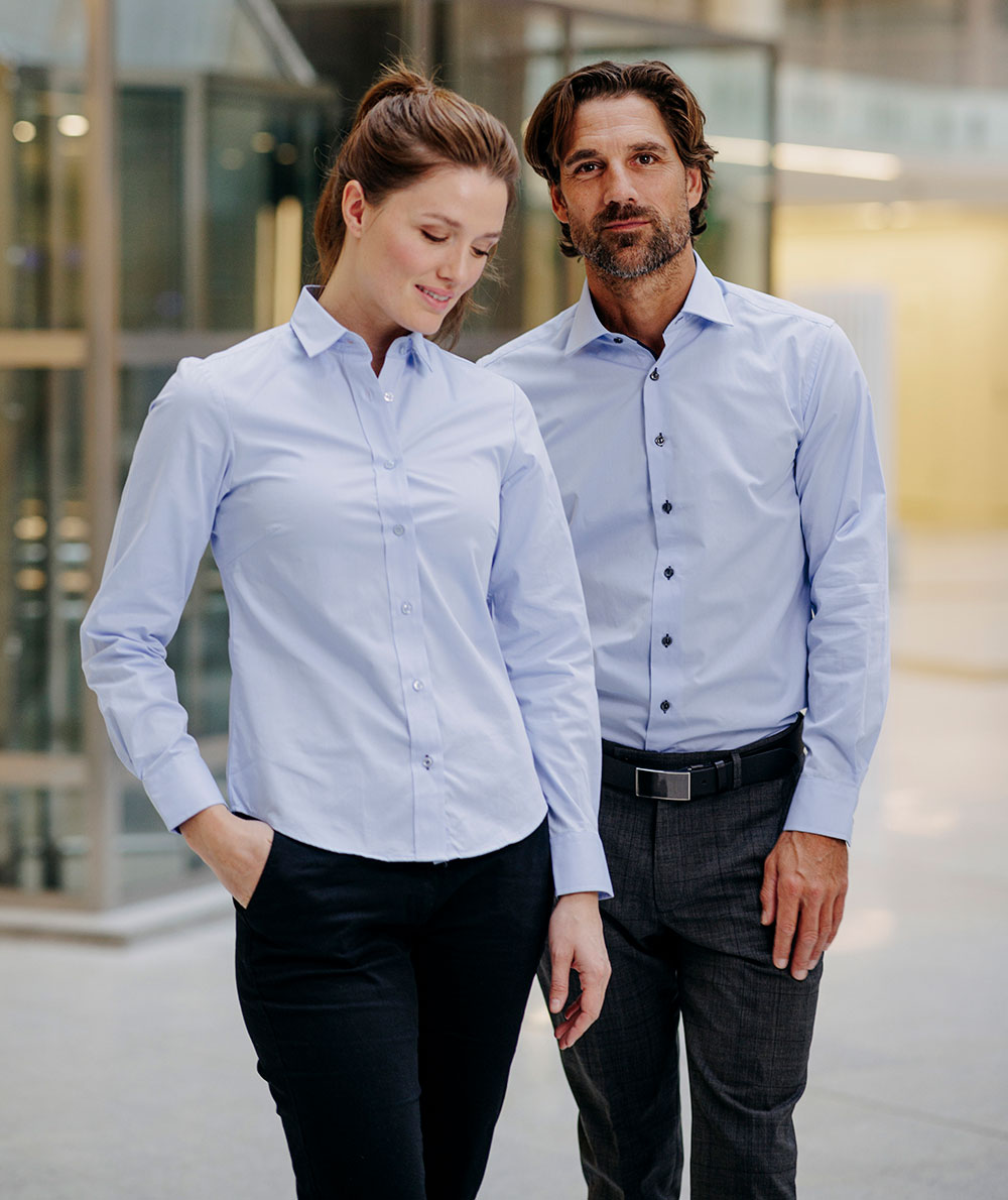 YOU Vercelli slim fit business skjorte, Lys Bl&aring;