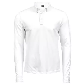 Tee Jays Luxury Stretch langärmliges Button-down Poloshirt, Weiß