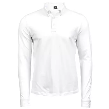 Tee Jays Luxury stretch langermet button-down polo T-skjorte, Hvit
