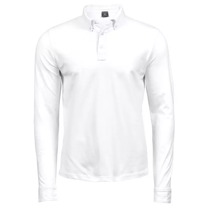 Tee Jays Luxury stretch langærmet button-down polo T-shirt, Hvid, large image number 0