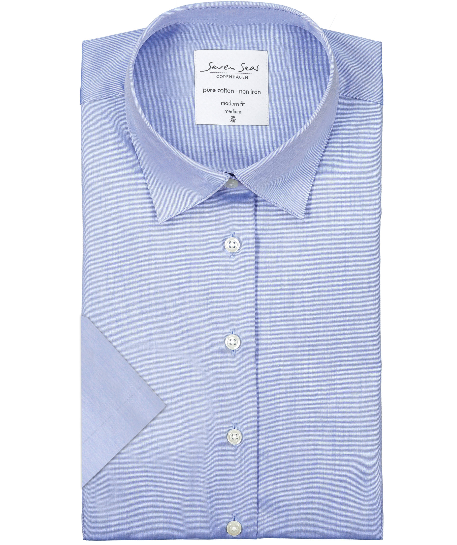 Seven Seas Fine Twill kort&aelig;rmet Modern fit  dameskjorte, Lys Bl&aring;, large image number 4