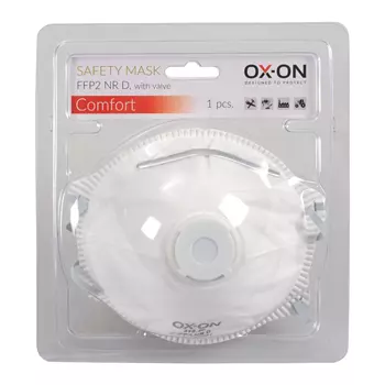 OX-ON Comfort dust mask FFP2 NR D with valve, White
