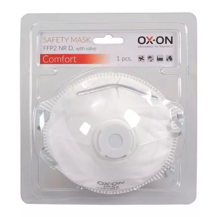 OX-ON Comfort støvmaske FFP2 NR D med ventil, Hvit, Hvit, large image number 1