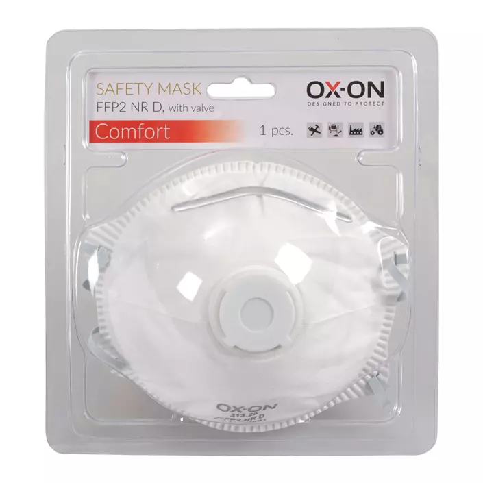 OX-ON Comfort dust mask FFP2 NR D with valve, White, White, large image number 1