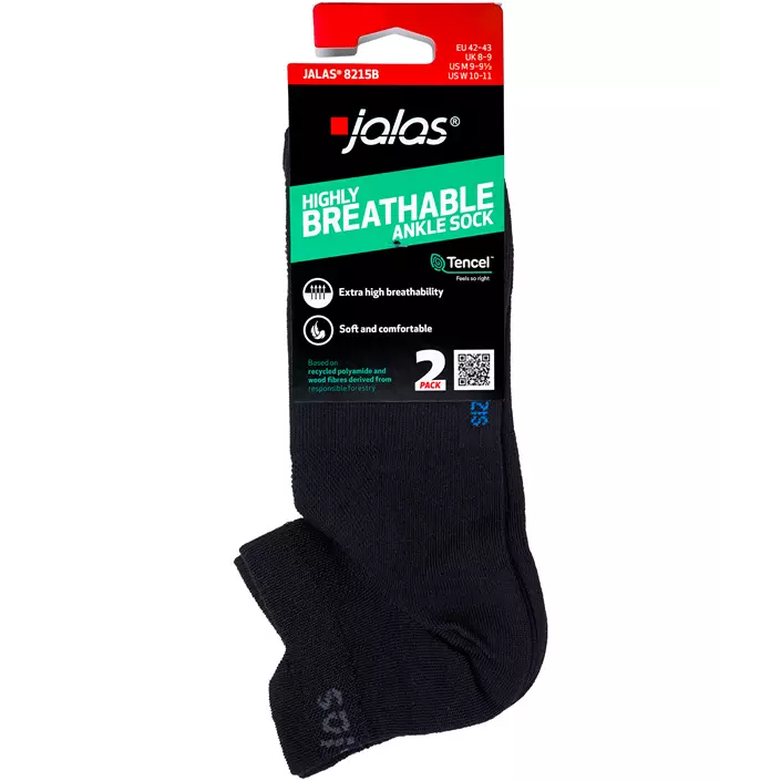 Jalas 2-pack ankel socks, Black, large image number 4