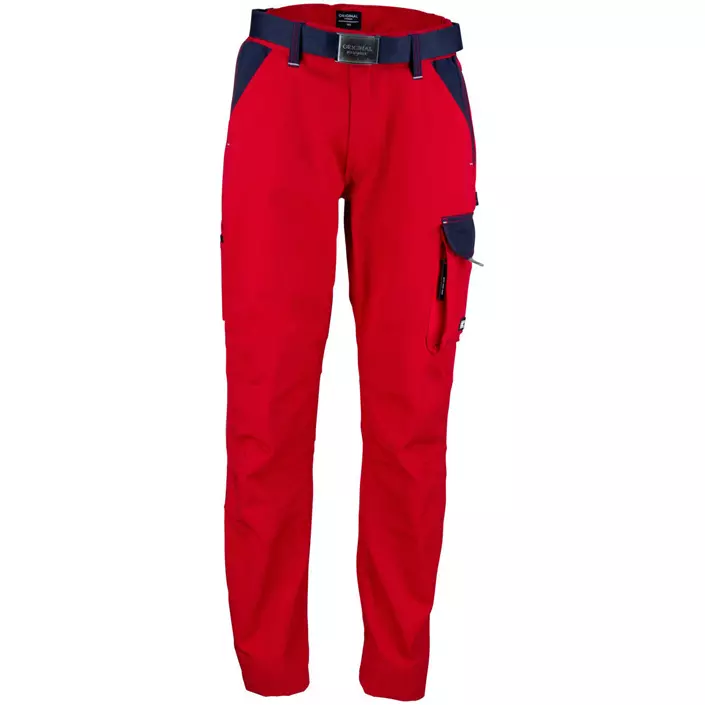 Kramp Original work trousers with belt, Red/Marine Blue, large image number 0