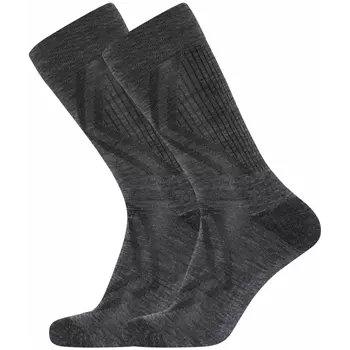 Dovre 2-pack terry sole wool socks, Dark Grey Melange