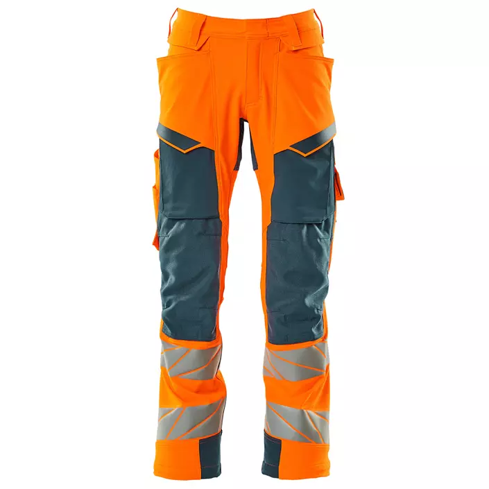 Mascot Accelerate Safe arbeidsbukse full stretch, Hi-Vis Orange/Mørk Petroleum, large image number 0