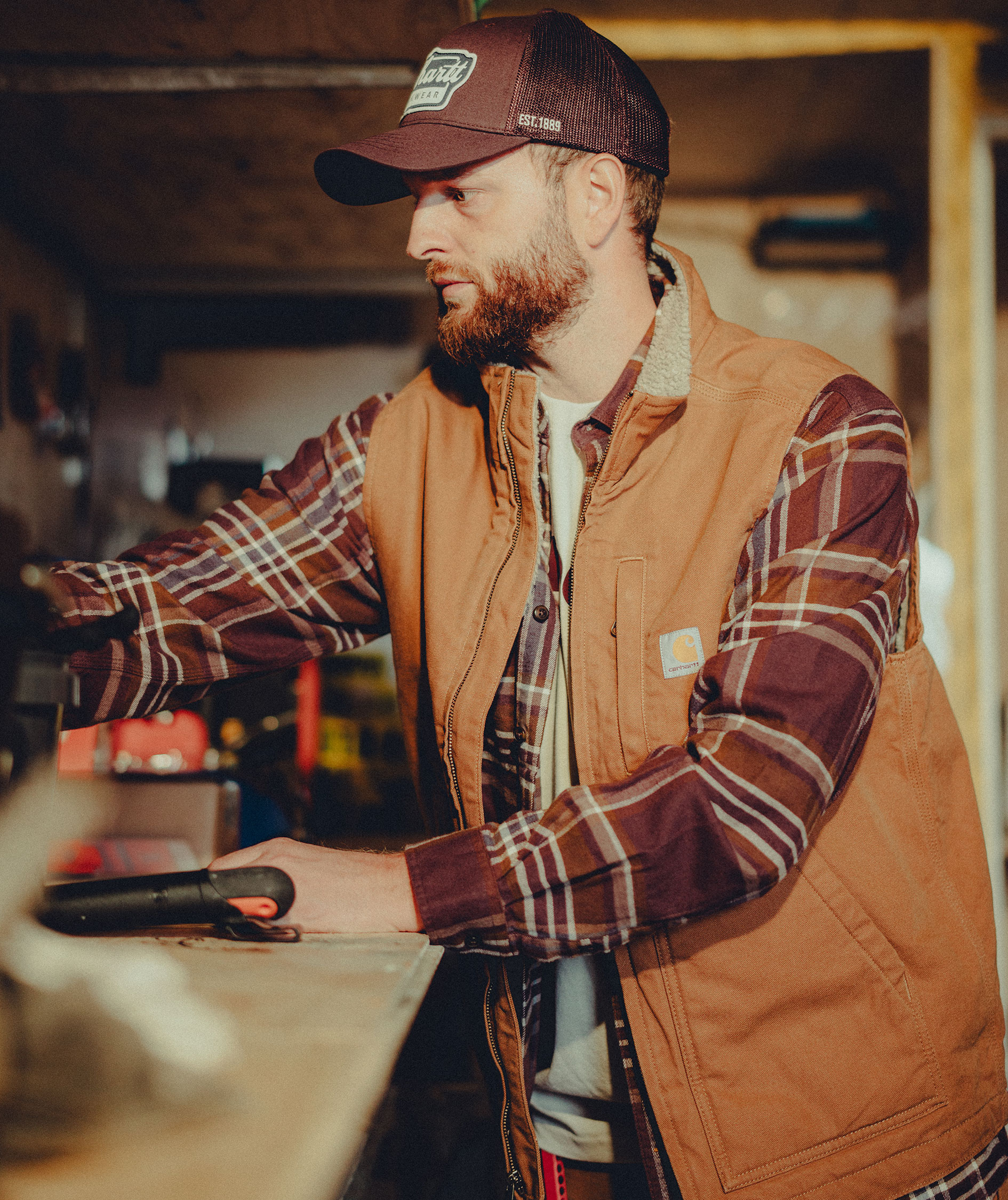 Carhartt Mock Neck v&auml;st, Carhartt Brown