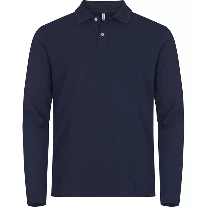 Clique Premium long-sleeved polo shirt, Dark Marine Blue, large image number 0