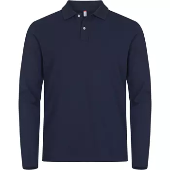 Clique Premium long-sleeved polo shirt, Dark Marine Blue