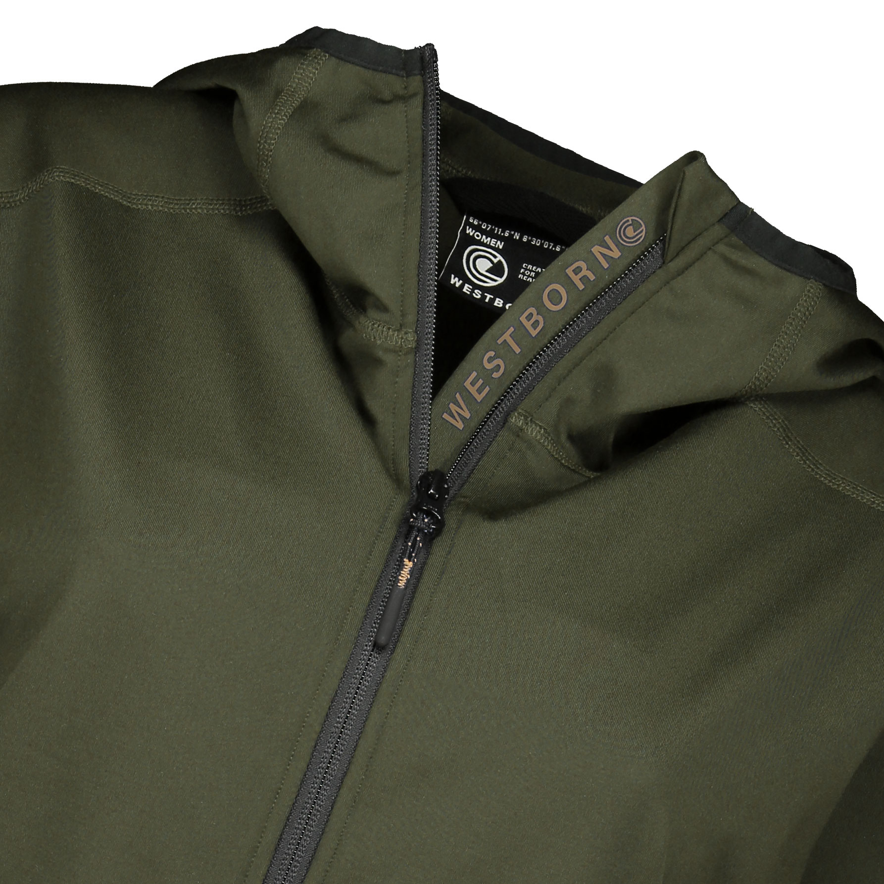 Westborn dame hettegenser med glidel&aring;s, Dusty Olive, large image number 2