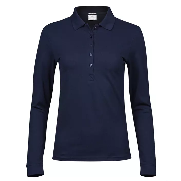 Tee Jays Luxury langærmet dame polo T-shirt, Navy, large image number 0