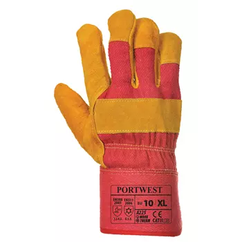 Portwest fleece lined rigger work gloves, Orange/Red/Brown