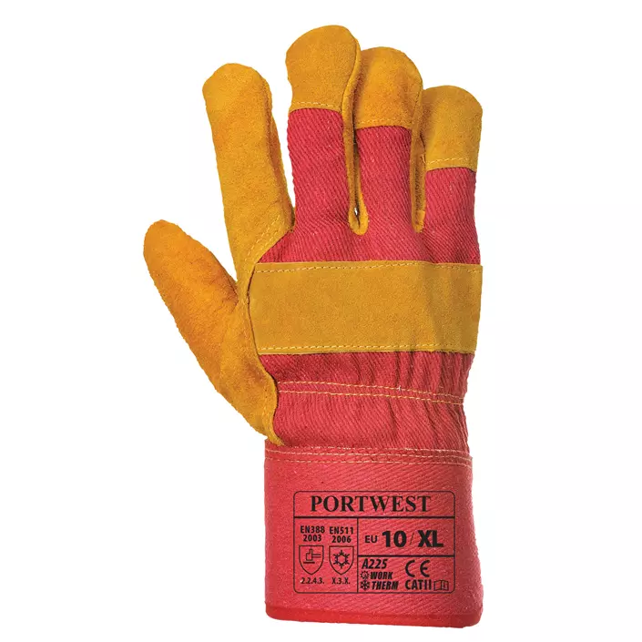 Portwest fleece lined rigger work gloves, Orange/Red/Brown, Orange/Red/Brown, large image number 1