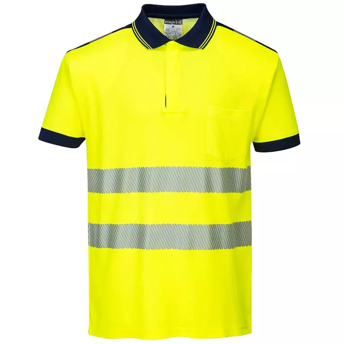 Portwest PW3 polo shirt, Hi-Vis Yellow/Dark Marine, large image number 0