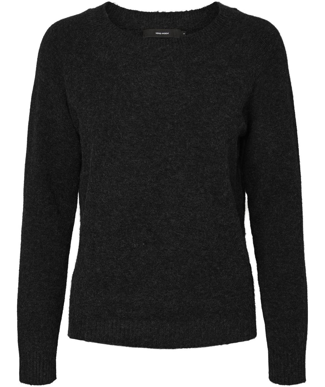 Vero Moda VMDOFFY women's knitted pullover, Black melange, Black melange, swatch