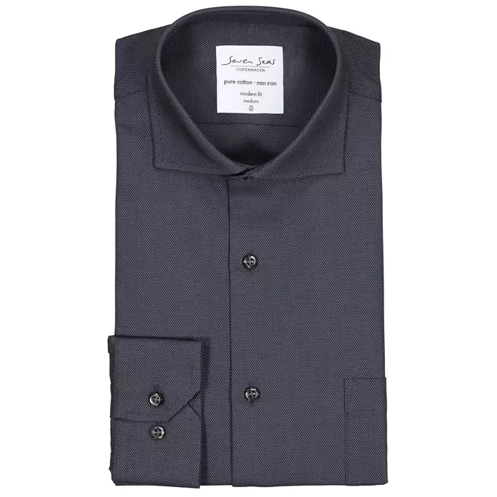 Seven Seas Dobby Royal Oxford modern fit skjorta med bröstficka, Koksgrå, large image number 4