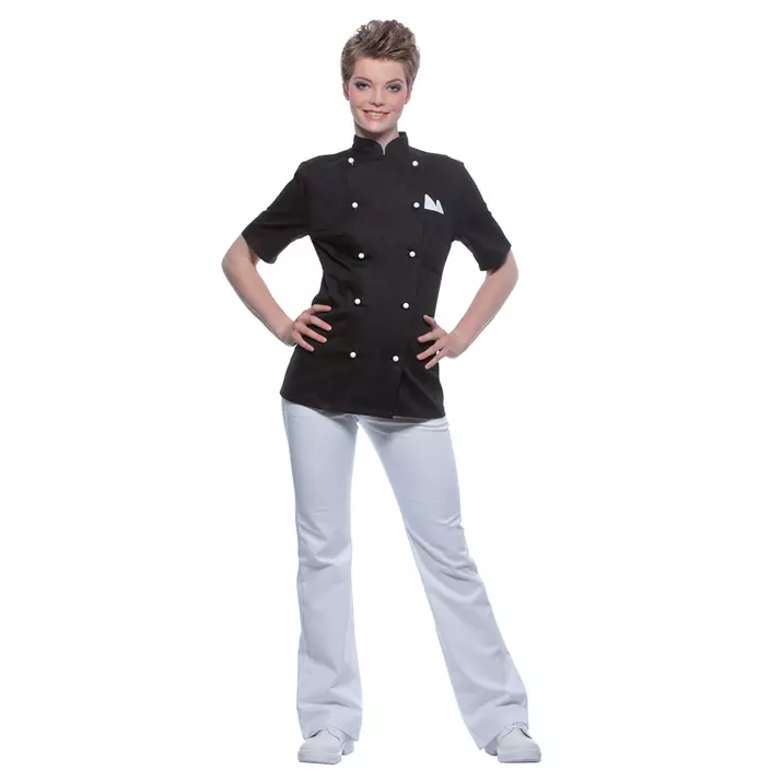 Karlowsky Pauline women's short-sleeved chefs jacket without buttons, Black, large image number 1