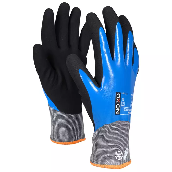 OX-ON Winter Comfort 3303 waterproof work gloves, Black/Blue, large image number 0