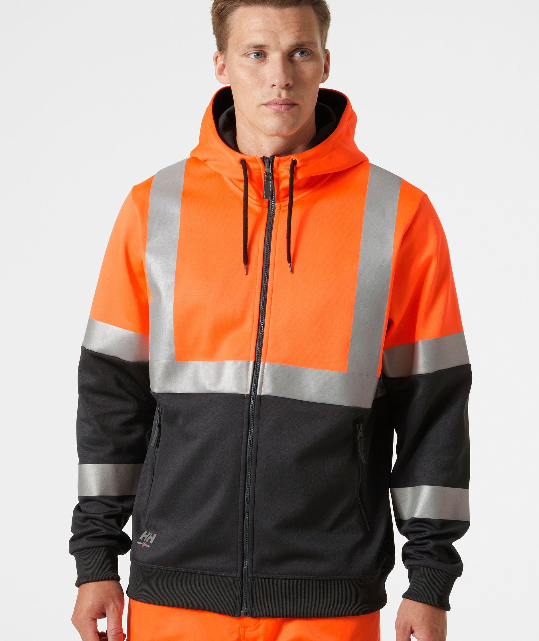 Helly Hansen Addvis hoodie with zipper, Hi-vis Orange/Ebony