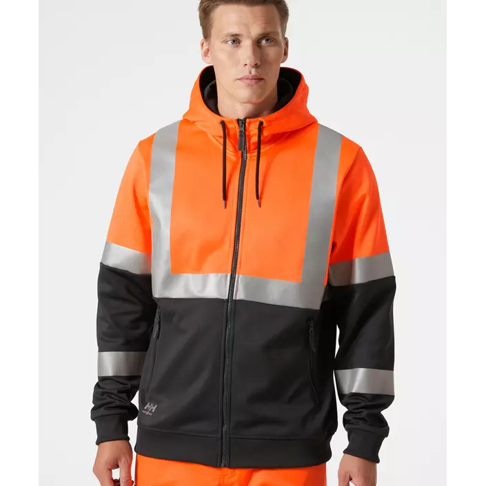 Helly Hansen Addvis hoodie with zipper, Hi-vis Orange/Ebony, large image number 1