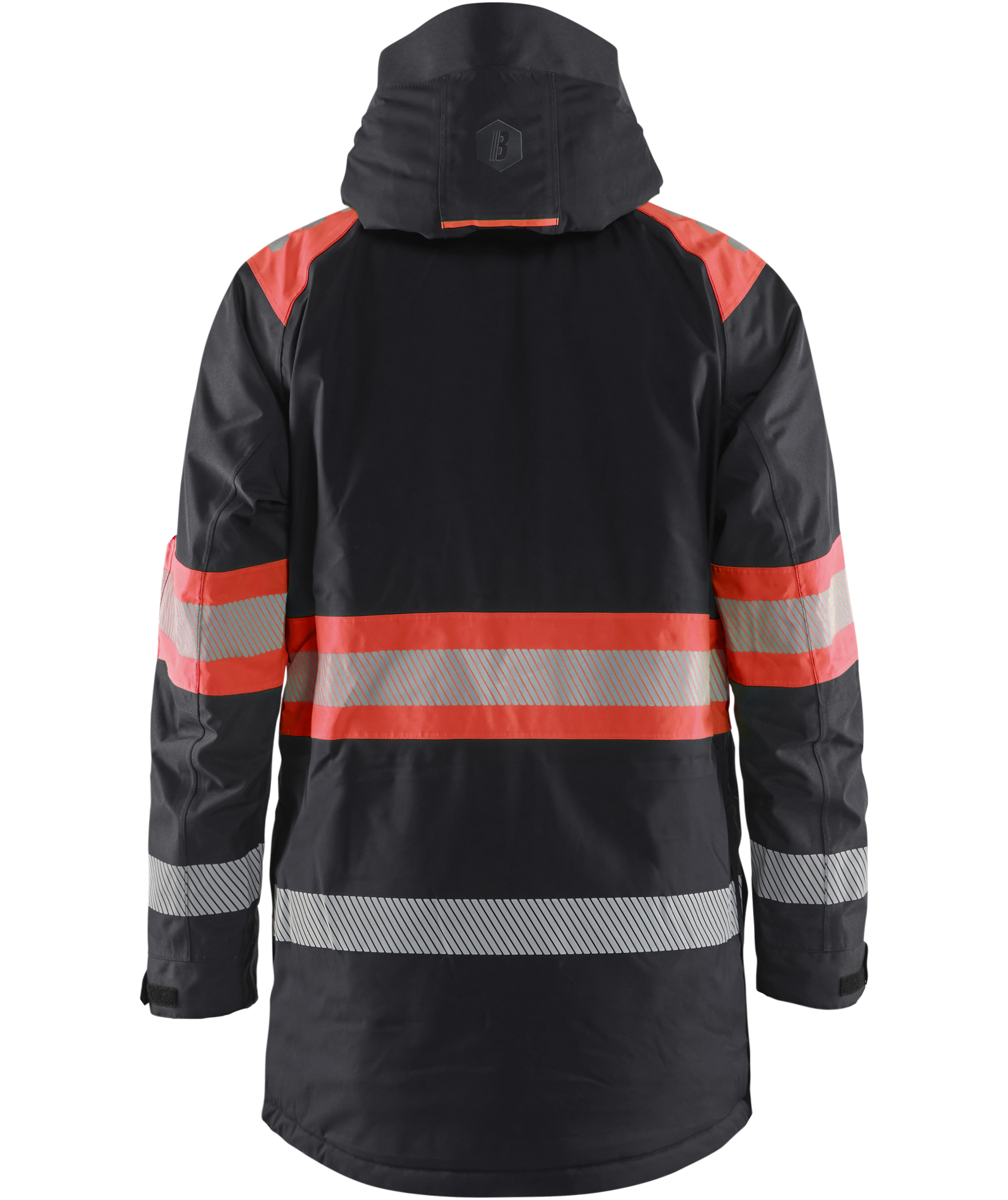 Bl&aring;kl&auml;der vinter parkas, Svart/Varselr&ouml;d, large image number 2