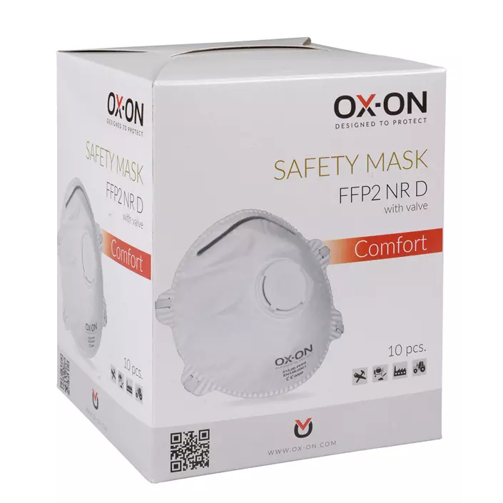 OX-ON damm mask FFP2NR D med ventil 10 stk, Vit, Vit, large image number 1