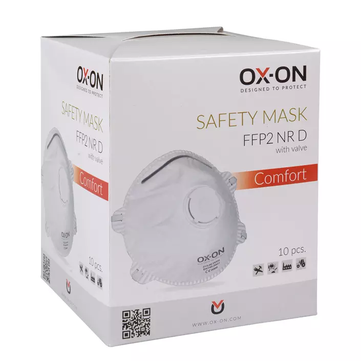 OX-ON damm mask FFP2NR D med ventil 10 stk, Vit, Vit, large image number 1