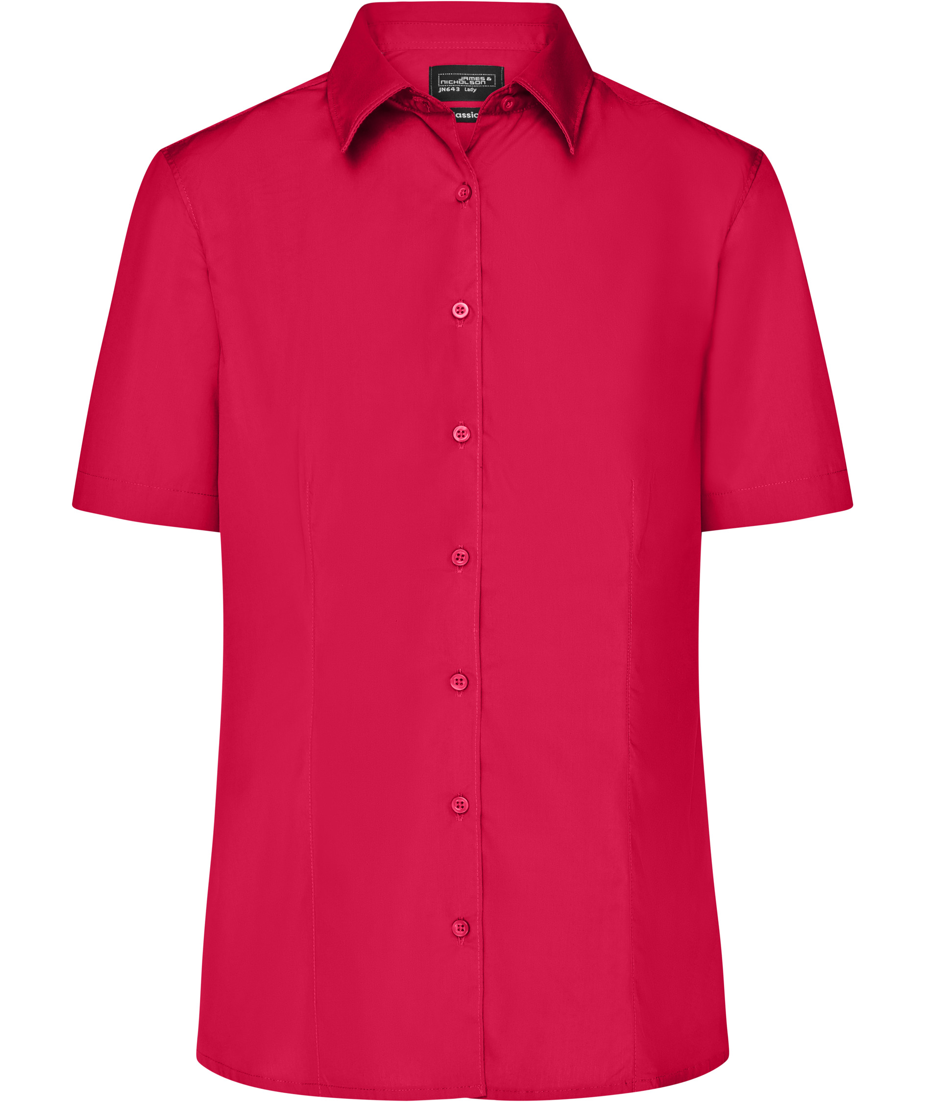 James & Nicholson women's short-sleeved Modern fit shirt, Red