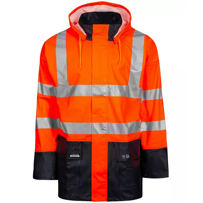 Lyngsøe PU rain jacket, Hi-vis Orange/Marine, large image number 0