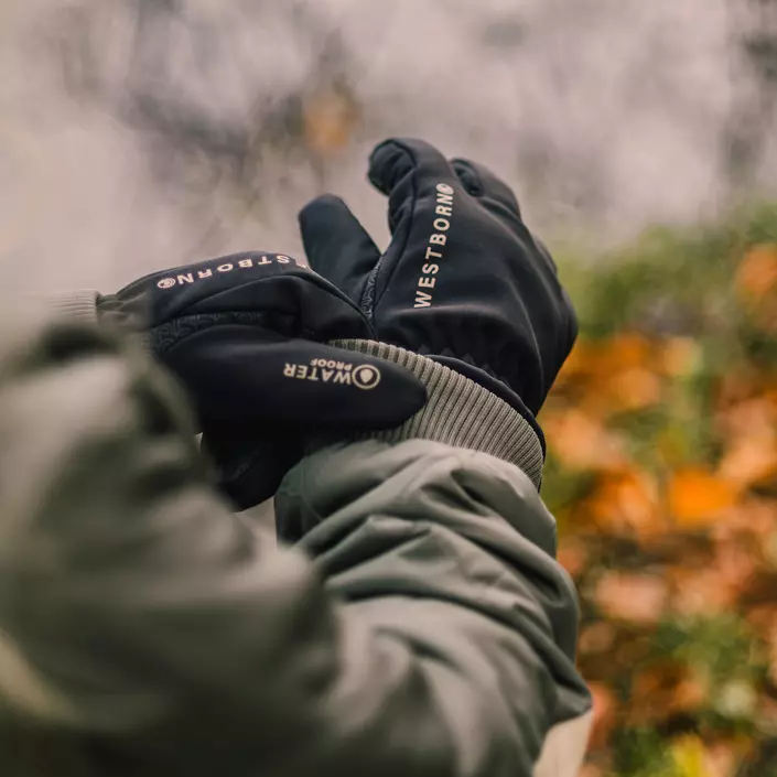 Westborn vattentät handskar, Black, large image number 1