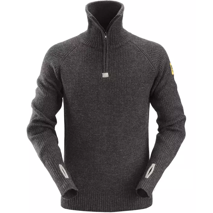 Snickers AllroundWork ½-zip wool sweater 2905, Dark Grey Melange, large image number 0