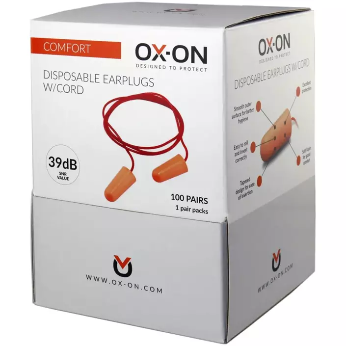 OX-ON comfort ørepropper med snor 100 stk, Oransje, Oransje, large image number 2