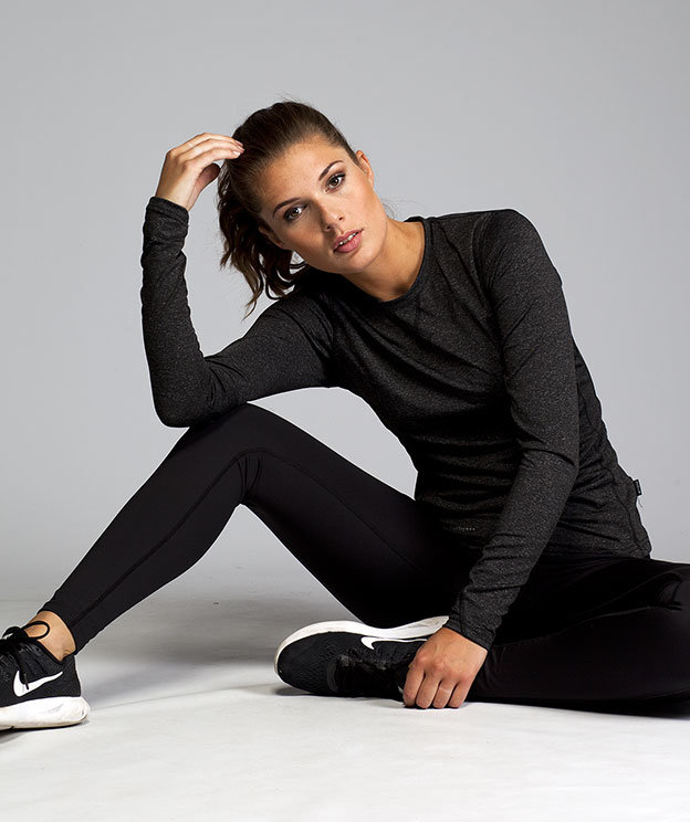 Pitch Stone lang&aelig;rmet dame T-shirt, Black melange, large image number 3