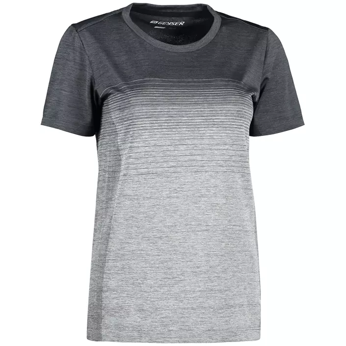 GEYSER seamless stribet dame T-shirt, Anthracite melange, large image number 1